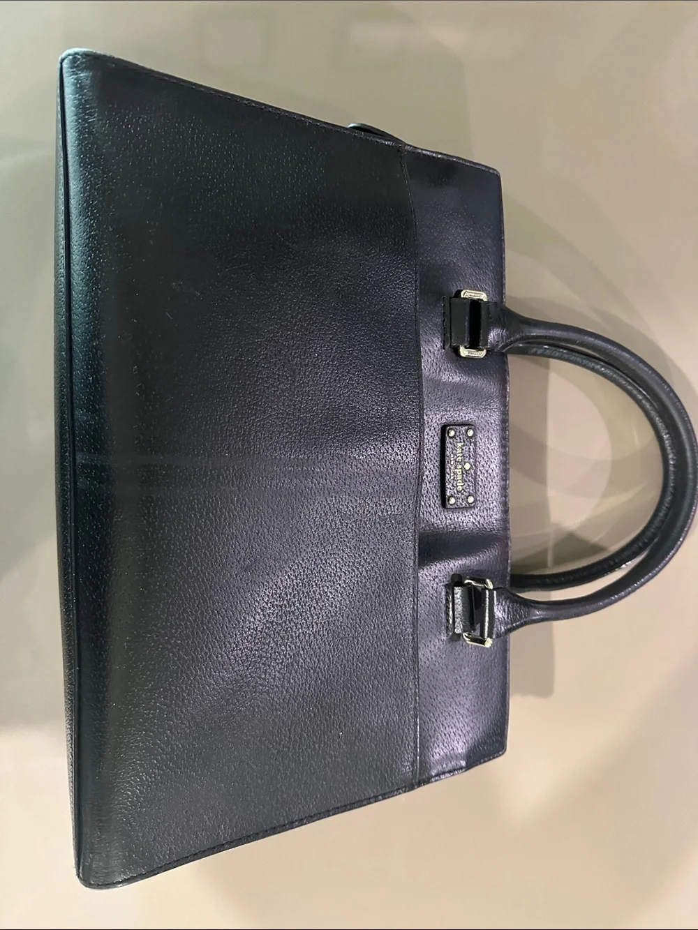 Kate Spade Classic Black Leather Tote Bag - Structured Top-Handle